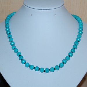 Turquoise Necklace,Hand Knotted Turquoise Necklace,8mm Turquoise Beads,Men,Women